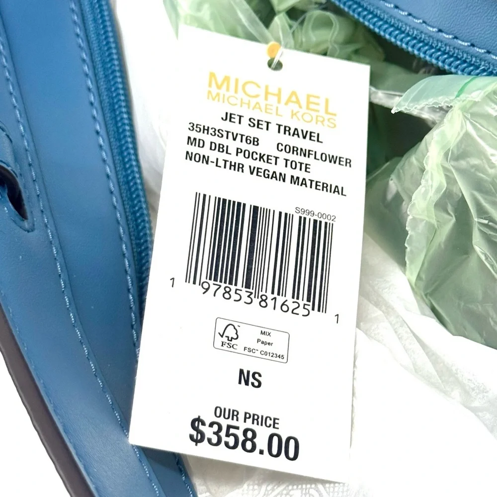 Michael Kors Jet Set Medium Double Pocket Tote Bag Cornflower